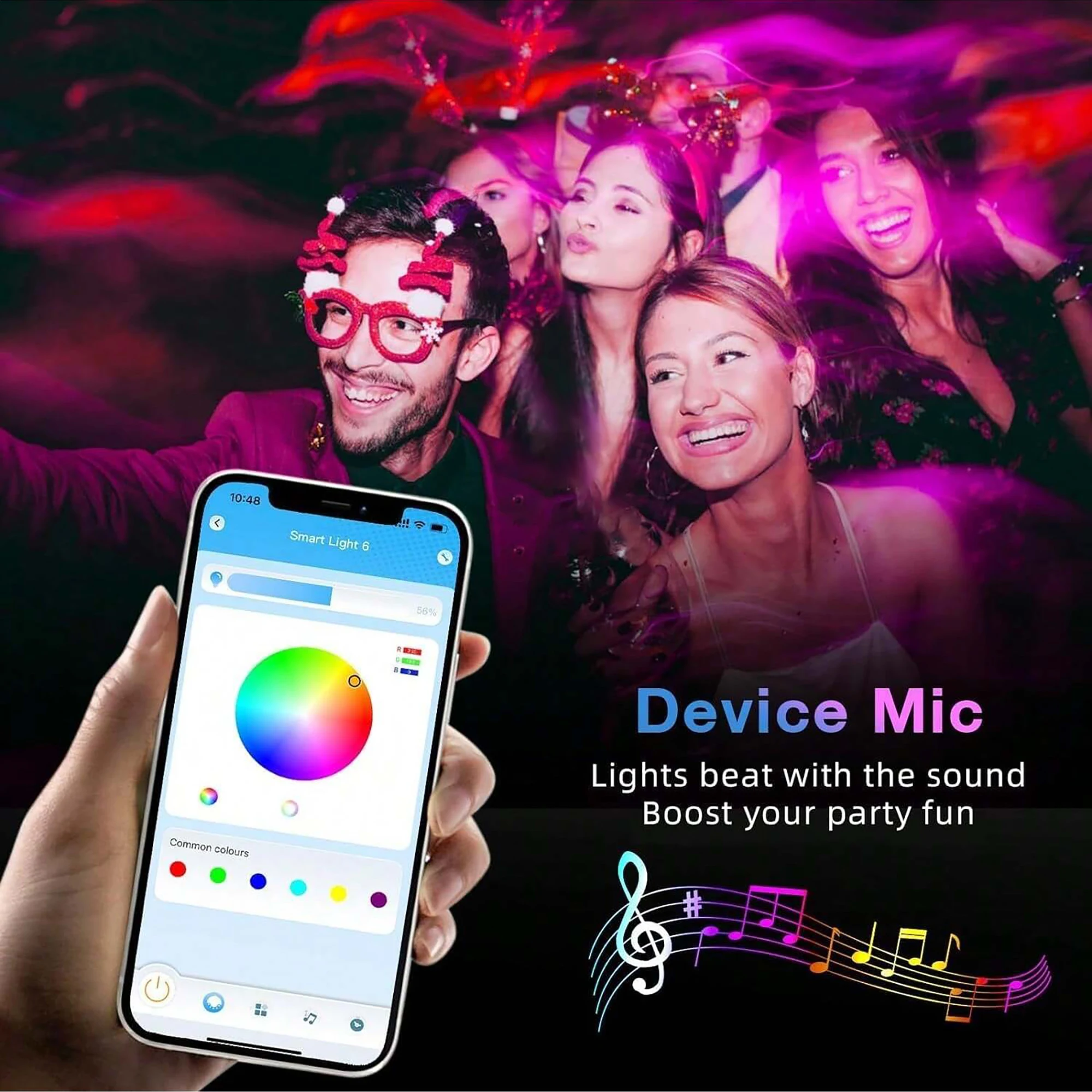 Tiras de luces LED para dormitorio de 100 pies, juego de tiras de luces LED de colores, con control remoto de 24 teclas y control de aplicación inteligente, iluminación sincronizada con la música RGB, adecuadas para habitaciones, decoración del hogar