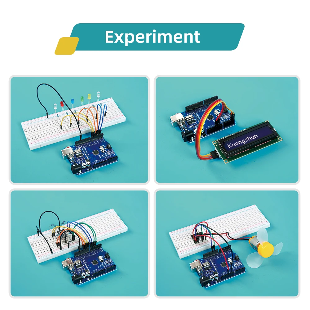 KUONGSHUN Super Starter Kit que incluye placa de pruebas 1602 IIC Jumper Wire Set R3 para Arduino UNO con tutorial