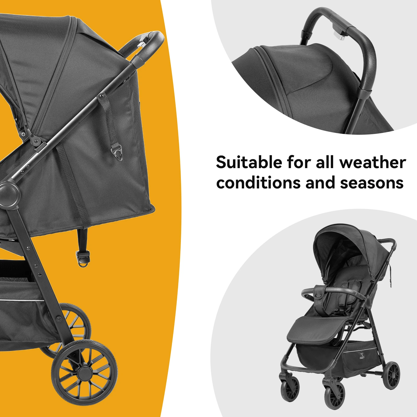 Cochecito ligero para bebé, cochecito de viaje plegable compacto con respaldo ajustable y cesta de almacenamiento grande, cochecito plegable con una sola mano para recién nacidos, bebés y niños pequeños, cochecito portátil fácil de transportar para caminar a diario, ir de compras y viajar