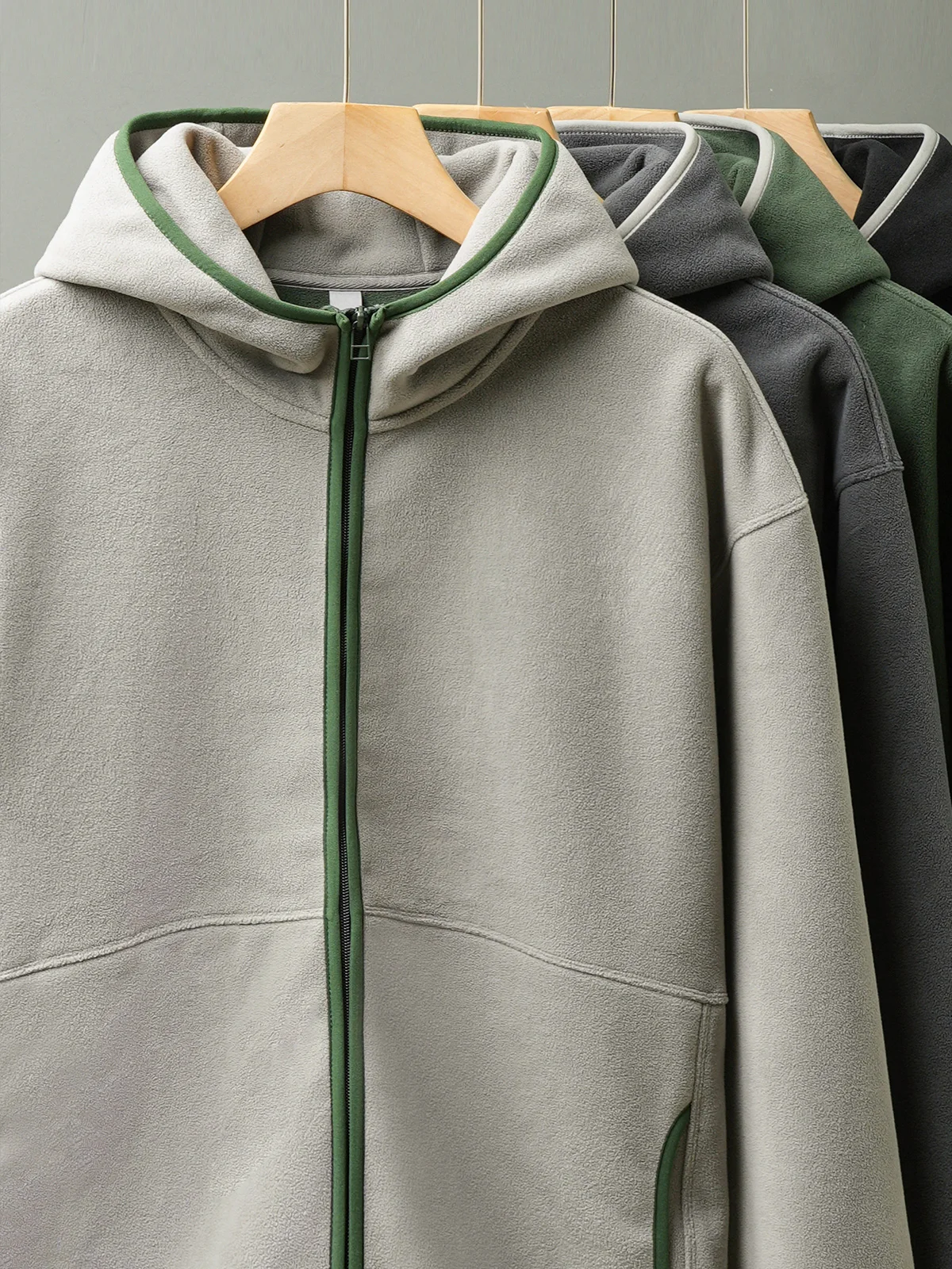DUKEEN Sudadera con capucha de lana de doble cara para hombre, cortavientos cálidos de otoño e invierno, chaquetas antimicrobianas con cremallera 7A para hombre