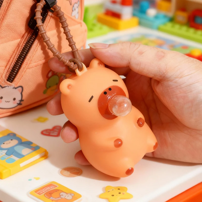 Juguete Antiestrés de Capibara para Apretar y Soplar Burbujas, Divertido, Decoración, Llaveros para Mochila, Juguetes Sensoriales