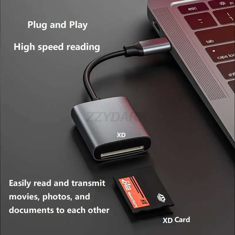 Lector de tarjetas con imágenes XD Lector de tarjetas USB C a XD para iPhone Adaptador de tarjetas XD Compatible con iPhone 15/MacBook Pro/Air 2023