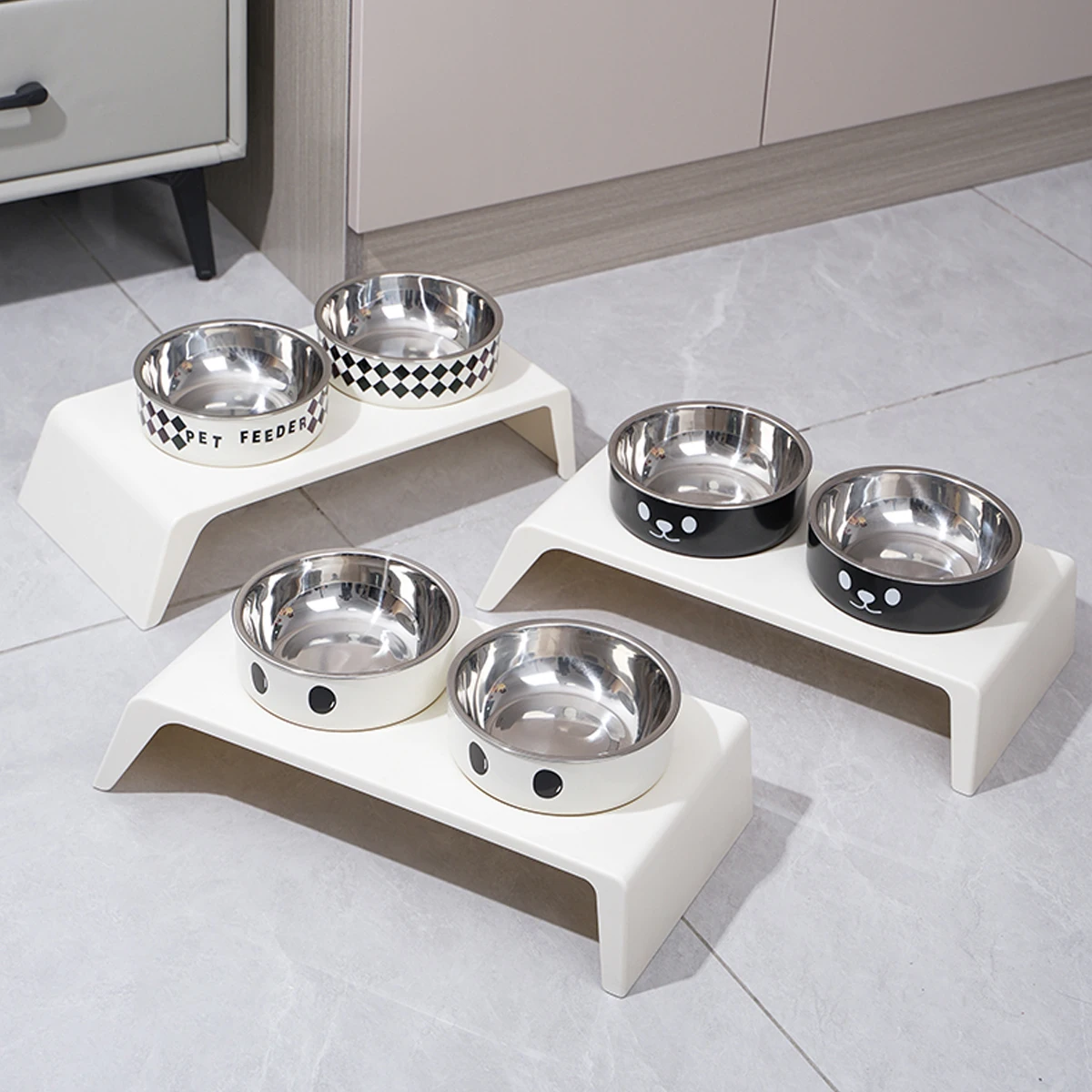 Cuencos elevados para comedero de perros, soporte elevado con cuencos dobles de acero inoxidable para alimentos y agua para perros pequeños, medianos y grandes