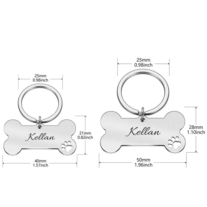 Llavero con Placa de Identificación Personalizada para Mascotas, Grabado con Nombre, para Gatos, Cachorros y Perros, Colgante en Forma de Hueso, Accesorios para Mascotas