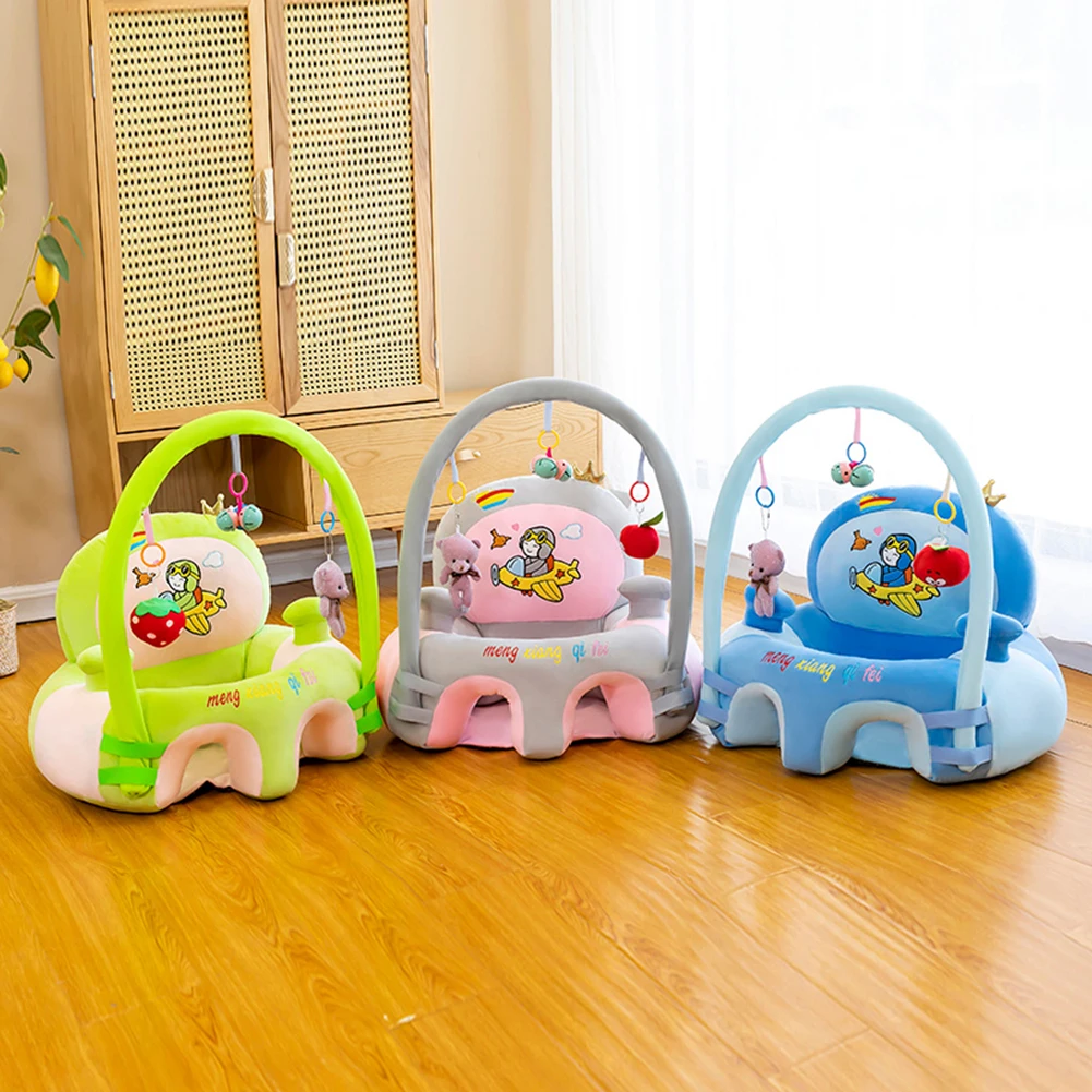 Asiento de aprendizaje infantil de dibujos animados, sofá de piel de felpa, soporte de alimentación, silla sin algodón