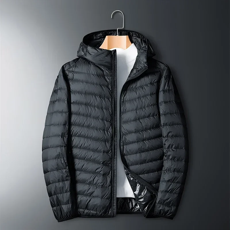UETEEY 2024 Otoño Invierno chaqueta de plumón de pato blanco para hombre peso ligero cálido impermeable Casual al aire libre portátil abrigos acolchados para hombre