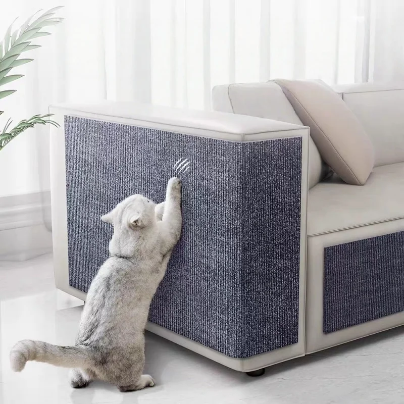 Alfombrilla rascadora para gatos autoadhesiva de 8 tamaños, recortable, protector de muebles y sofás, almohadilla rascadora DIY para gatos para esquinas de sofá y pared