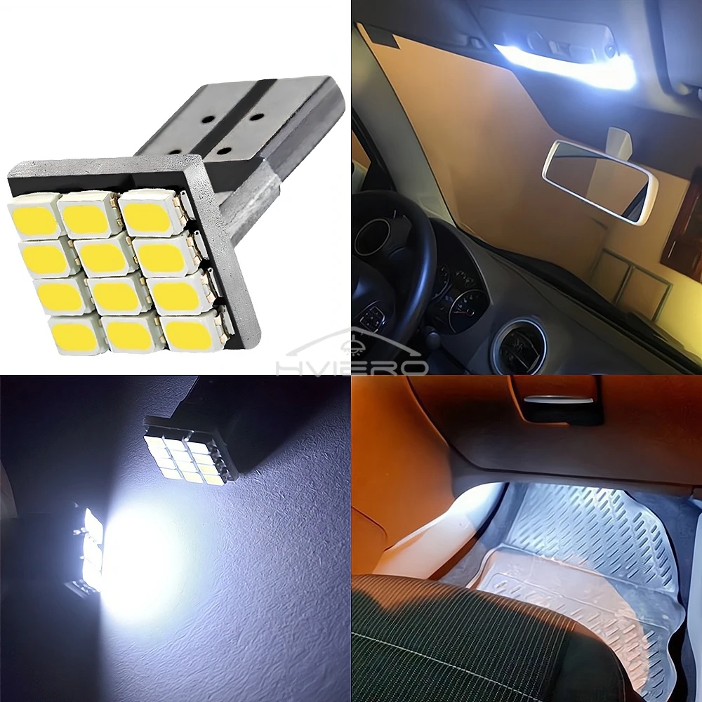 10 Uds T10 W5W 12SMD 1206 cuña de coche LED blanco DC 12V Canbus sin decodificador de errores luces externas lámpara de placa de matrícula Led de respaldo de esquina