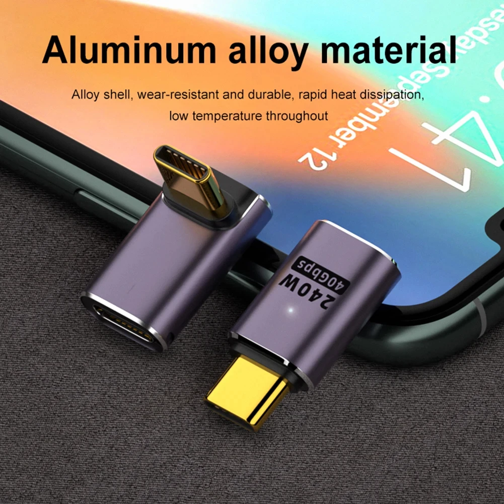 Adaptador OTG tipo C 5A, convertidor de datos de carga rápida de 240W, USB 4,0, 40Gbps, compatible con 8K, 60Hz, USB C, adaptador de codo de 90/180 grados