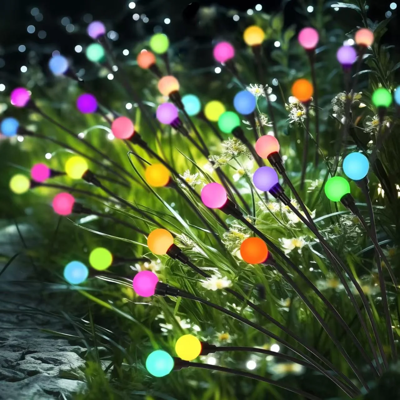 10 Luces Solares LED para Jardín, Tipo Luciérnaga, Impermeables, para Exteriores, Patio, Camino, Decoración Navideña, Lámpara Solar de Jardín