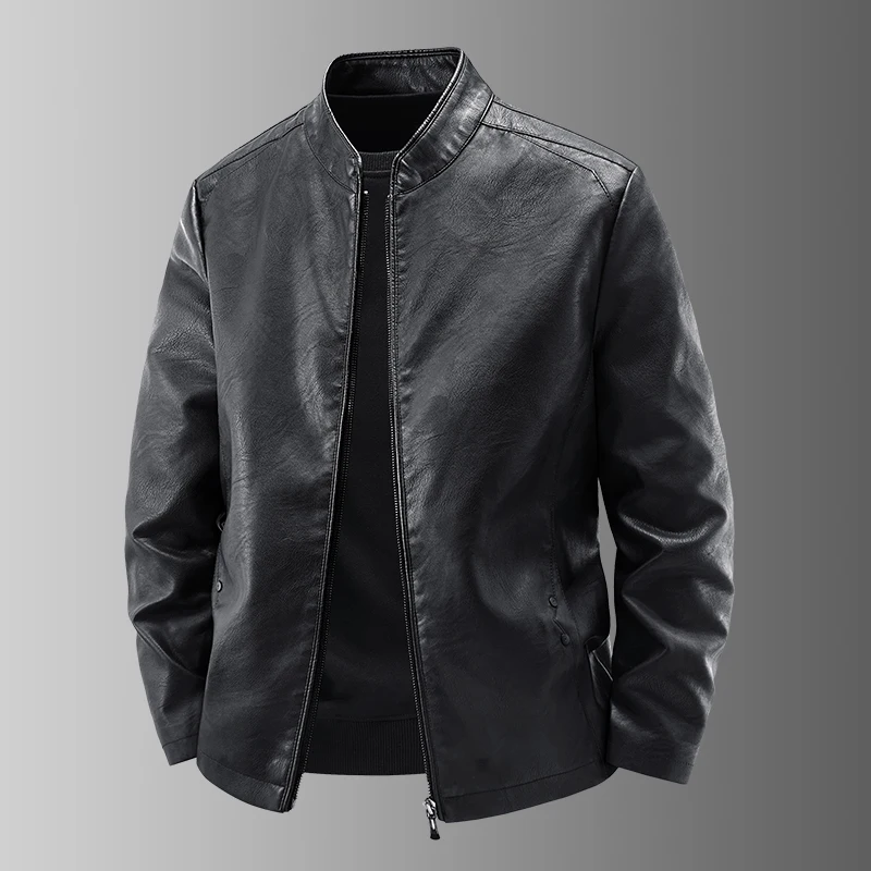 Nueva chaqueta de cuero de otoño para hombre, abrigo de motociclista negro, moda coreana, chaqueta de cuero Retro de PU para hombre, ropa de béisbol ajustada informal de tendencia