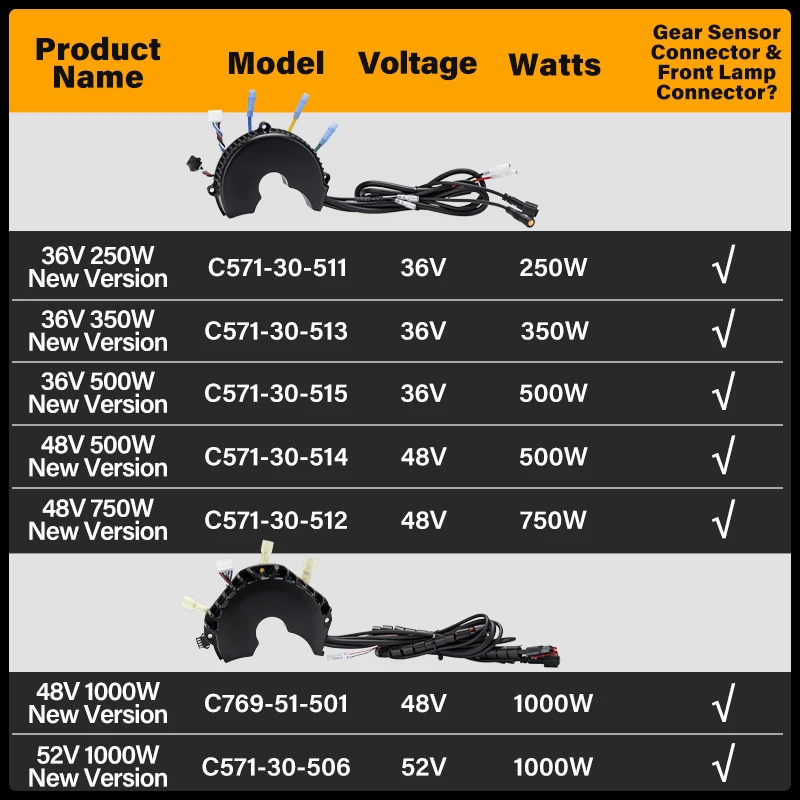 Controlador de Repuesto para Motor Bafang Mid Drive BBS01B BBS02B BBSHD 36V 250W 350W 500W / 48V 500W 750W 1000W / 52V 1000W