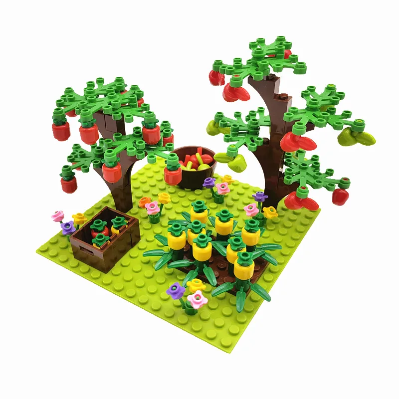 MOC-bloques de construcción de animales de granja para niños, Juguetes clásicos compatibles con bloques, placa Base, Juguetes para niños