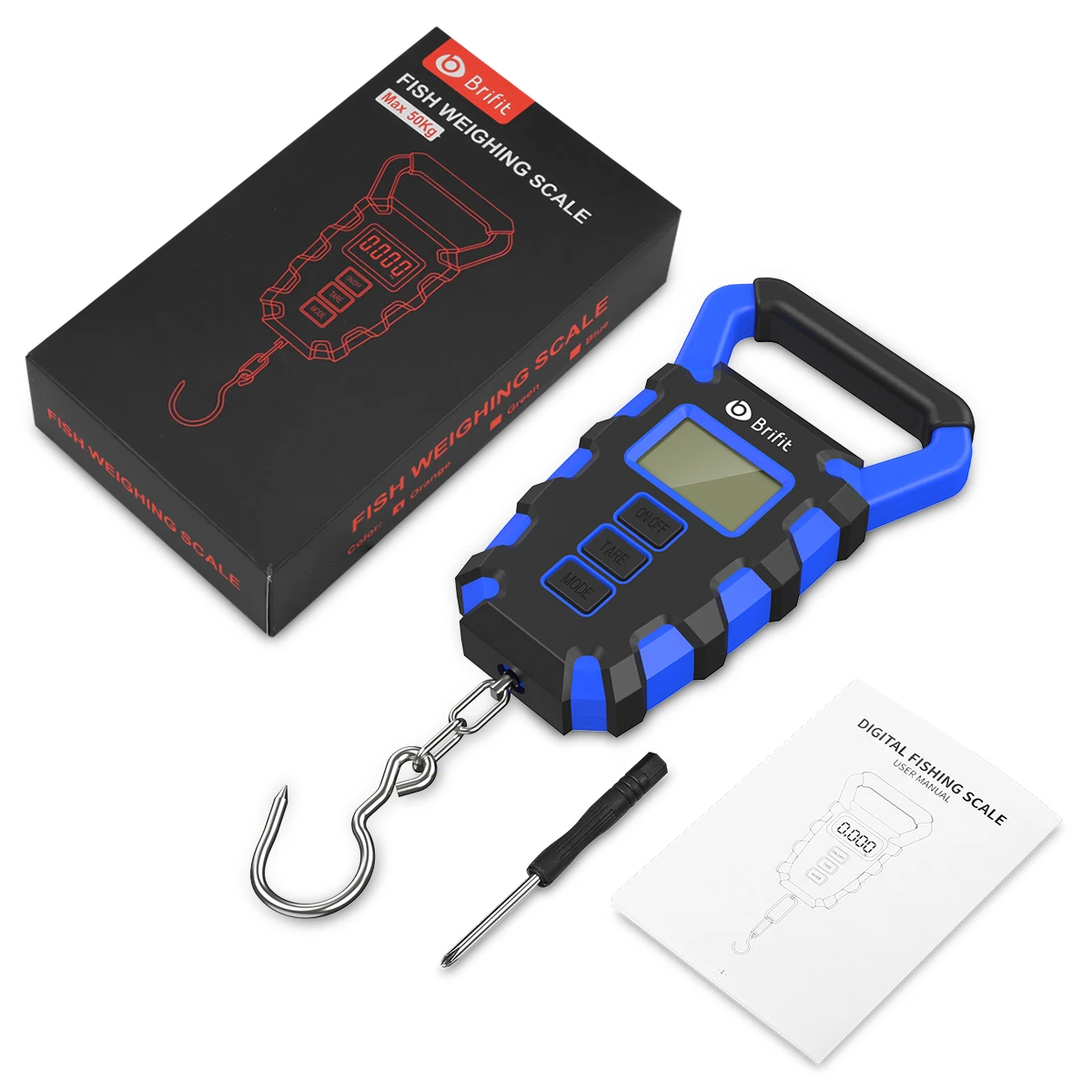 Báscula Colgante Digital Portátil de 50 kg con Regla, Gancho para Pescar, Báscula Electrónica para Equipaje con Pantalla LED