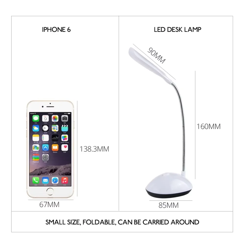 Luz LED de escritorio, lámpara de lectura con protección ocular, lámpara alimentada por batería AAA, luz nocturna creativa plegable para leer, estudiar y dormitorio