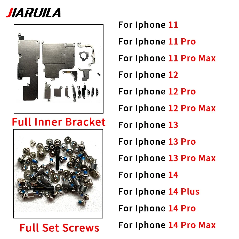 Juego Completo de Tornillos, Soporte Interno de Metal, Piezas de Repuesto, Placa Protectora para iPhone 11 12 13 14 Pro Max Mini 14 Plus