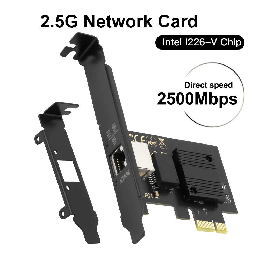 Tarjeta de red Intel i226 PCIE a RJ45 de 2,5G, interfaz RJ45 de 100/1000/2500Mbps, adaptador Gigabit LAN Etherent para PC/escritorio para Win