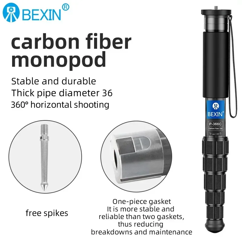 BEXIN nuevo monopié de fibra de carbono para viajes, teléfono móvil, soporte para Selfie en vivo, monopié portátil retráctil para cámara iphone