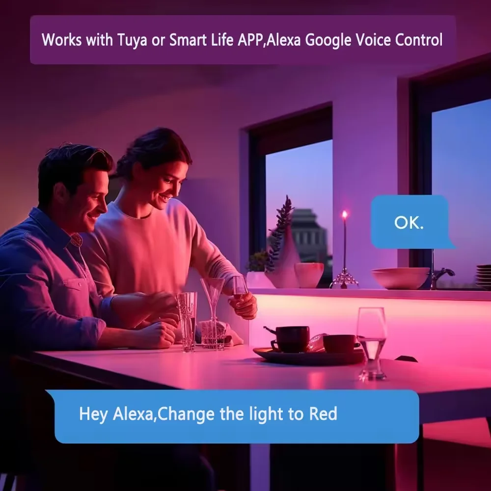 Tuya WIFI DC12V RGB Color debajo del gabinete luces regulable Puck luz Festival armario dormitorio cocina para Alice Alexa Google Home
