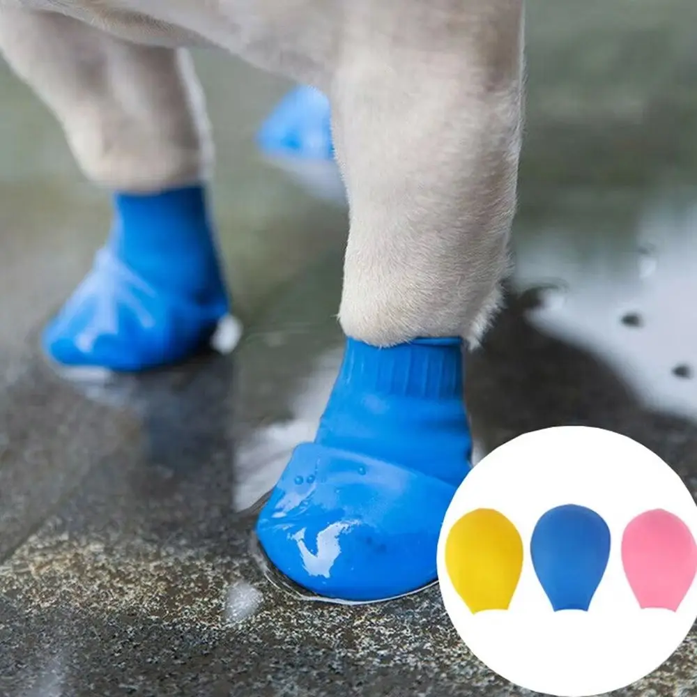 4 Uds nuevos zapatos impermeables para perros globo de goma antideslizante botas para mascotas Botas de lluvia para perros pequeños Chihuahua perros grandes