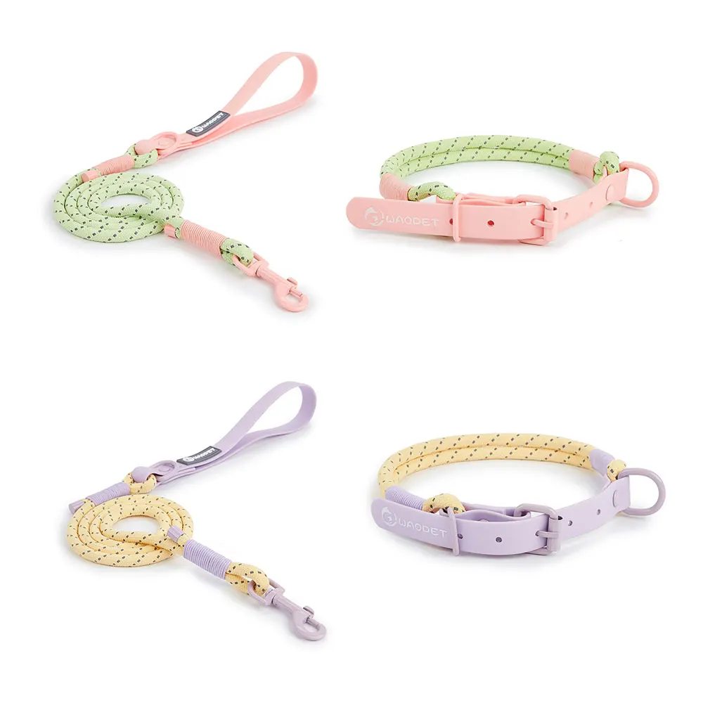 Suministros para Mascotas, Collar para Perros Pequeños y Medianos, Serie Color Caramelo, Estilo Lindo, Collar de PVC con Correa, Conjunto de Correas, Nueva Llegada