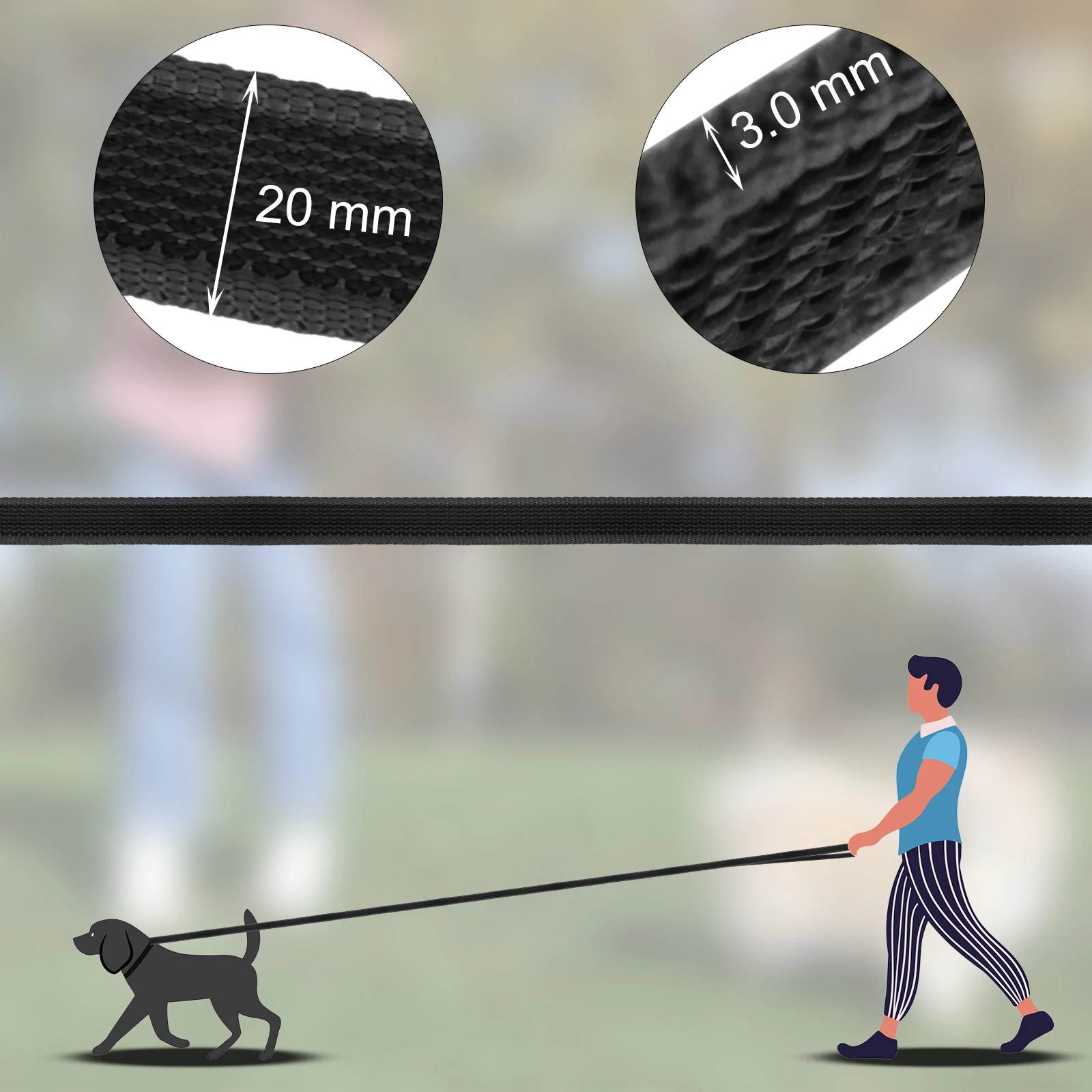 Correa para Perro de 1.5M/2M/5M/3M/15M, Correa de Látex y Seda, Fácil y Conveniente para el Entrenamiento, Correa Grande de Doble Color de 10 Metros