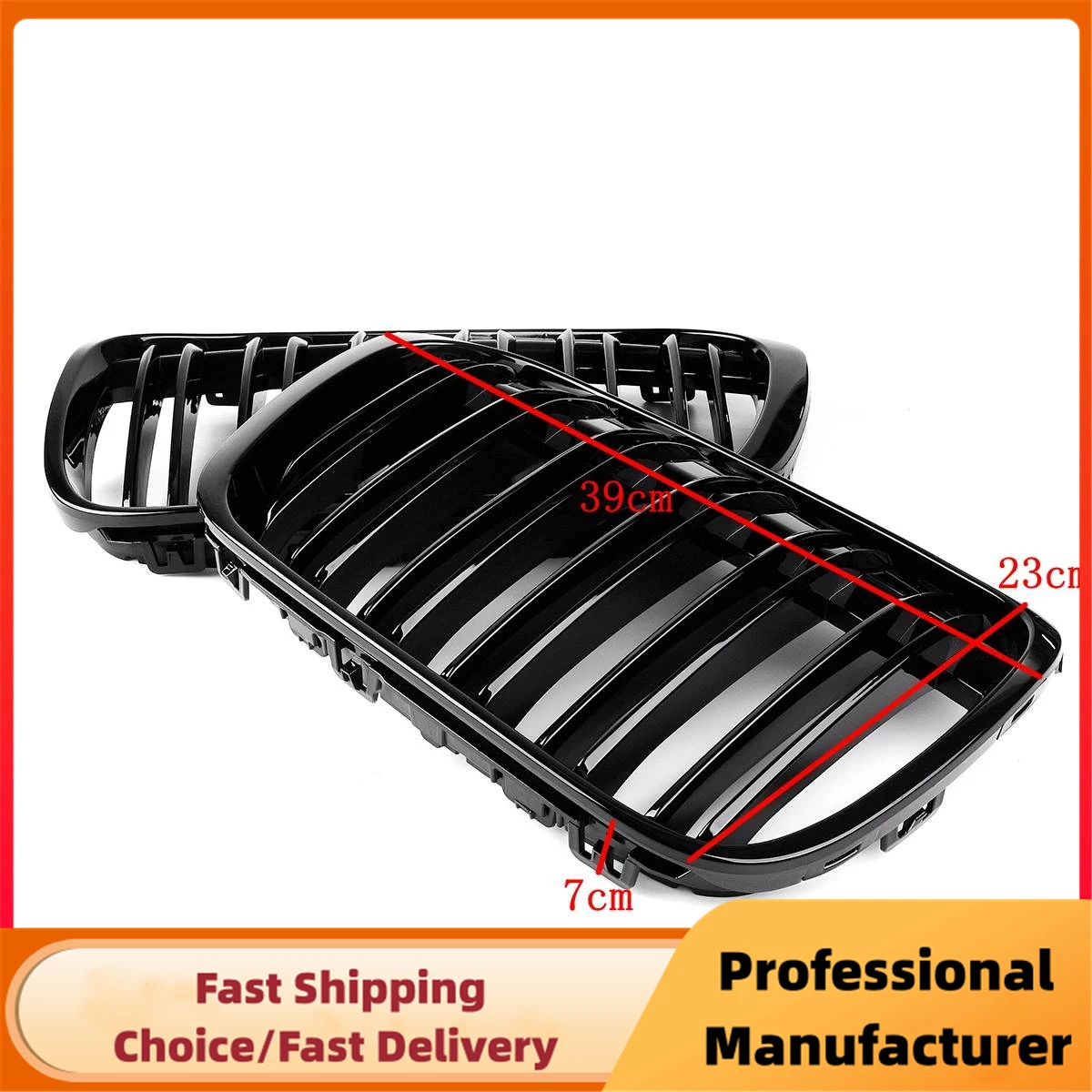 Rejillas de parrilla de riñón de parachoques delantero de coche de doble línea para BMW X1 F48 F49 2016 2017 2018 2019 2020 M estilo rejilla de carreras negro brillante