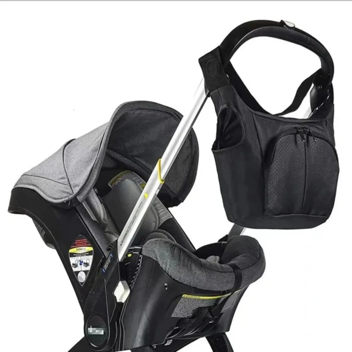 Bolsa de Pañales Portátil para Cochecito de Bebé, Bolsa de Almacenamiento Multifuncional para Cochecito, Negra, Impermeable