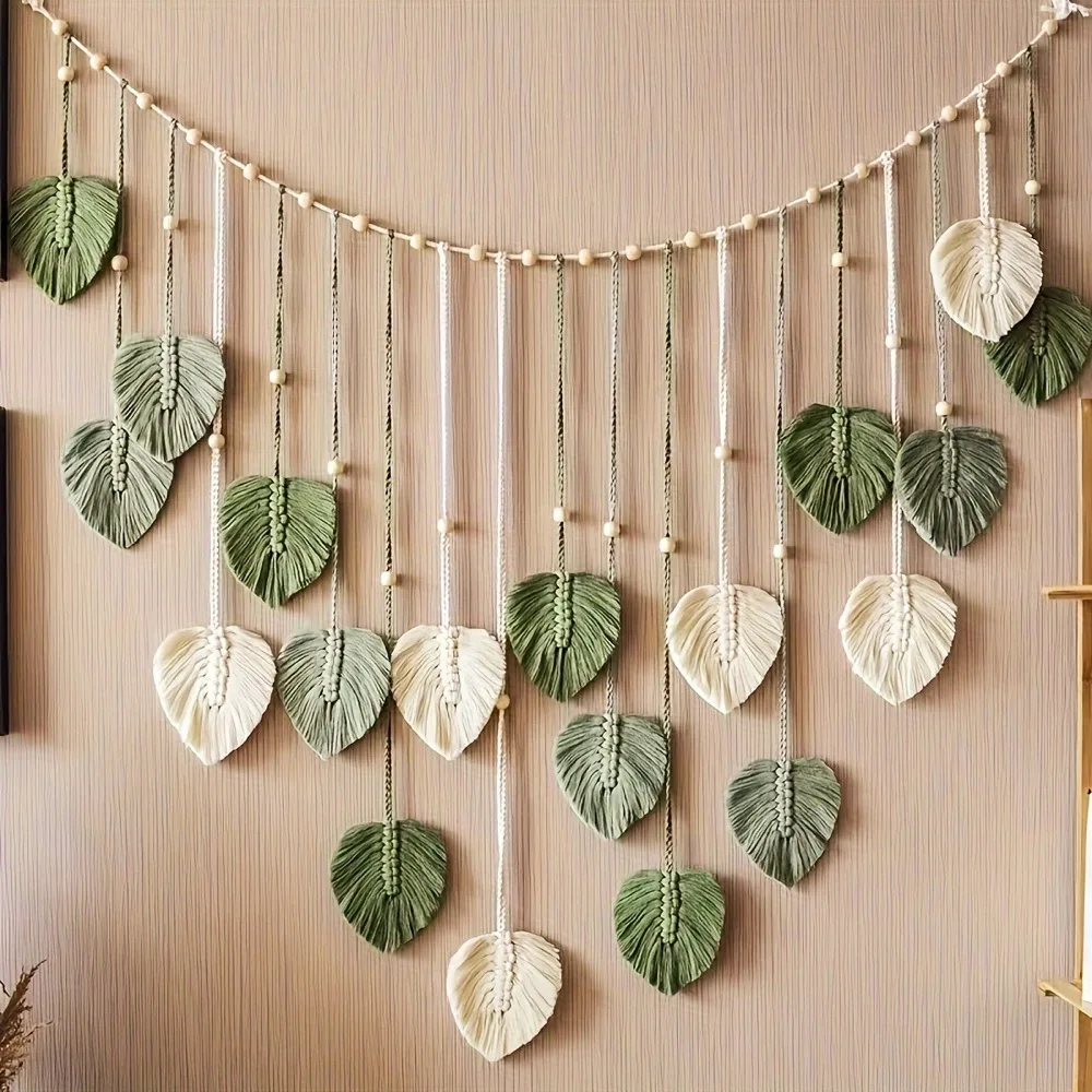 Tapiz de arte de pared de macramé moderno, decoración de pared bohemia, decoración del hogar, colgante de pared de plumas de macramé en la pared
