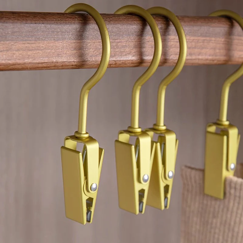Clip de gancho multifuncional de aleación de aluminio y metal, clip de almacenamiento para falda y sombrero, perchas para ropa, clip de secado, estantes para pantalones sin costuras, 6 uds.