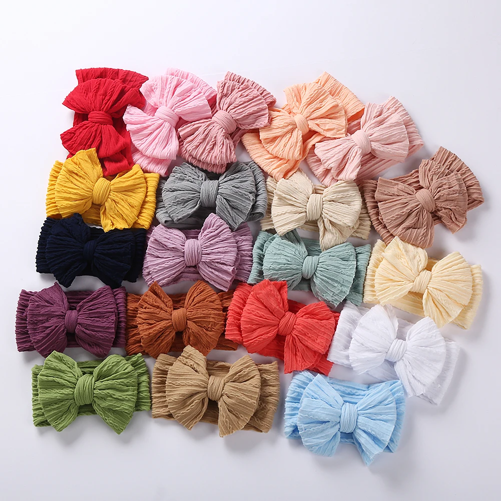20 unids/lote, lazo de Cable sólido, turbante para bebé, diadema para niños, capas de nailon, diademas elásticas, accesorios de bandas para el cabello para recién nacido, niño y niña