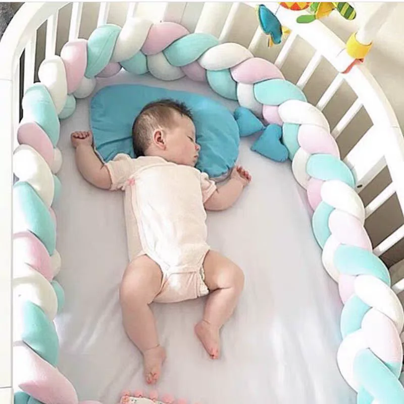 Parachoques para cama de bebé, cuna anticolisión, protección para recién nacido, almohada trenzada con nudo, Protector de cuna, juego de cama de 1M/2M3M/4M