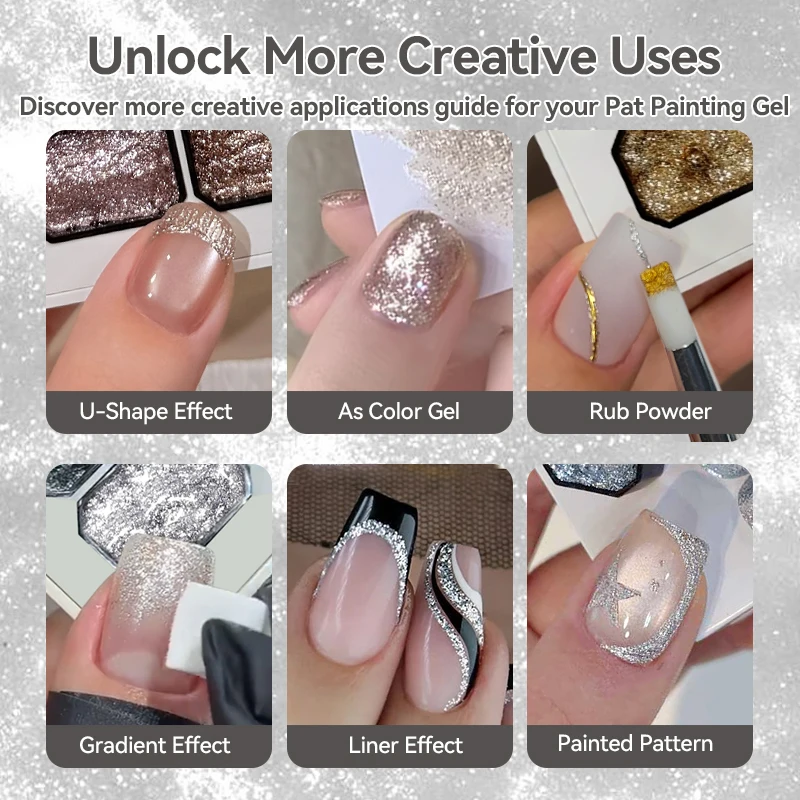 UR SUGAR Glimmer Pat Painting Gel Esmalte de Uñas Dorado Plateado para Uñas Francesas DIY Líneas Flores Pintadas Estampado Manicura Estampado de Uñas