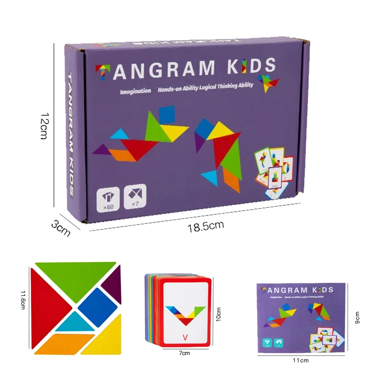 Rompecabezas de animales con diseño de madera 3D, juguete Tangram colorido para niños, juegos de clasificación de educación temprana Montessori, juguetes, regalo para niños