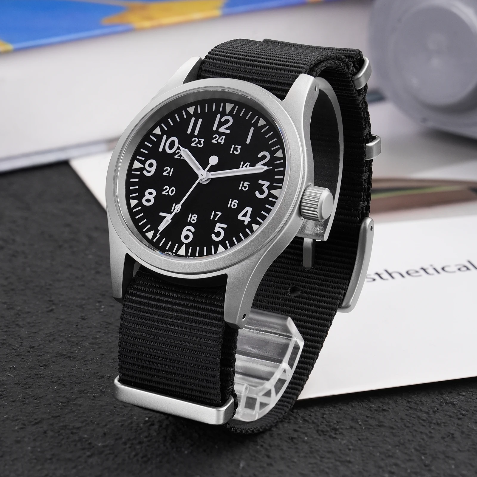 Reloj militar Militado ML05 VH31, movimiento de barrido, reloj de pulsera con cristal de zafiro abovedado, revestimiento AR de alta claridad, relojes Vintage de 38mm