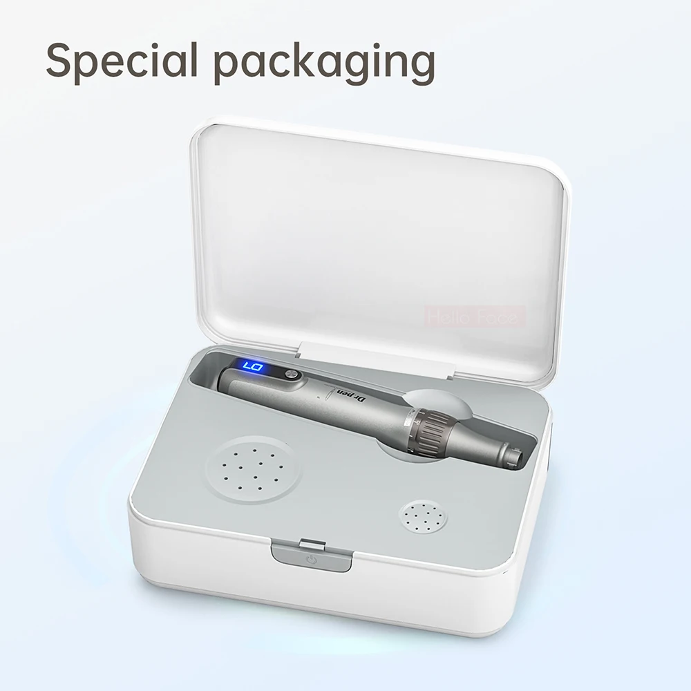 Dr. Pen M8S Dermapen Eléctrica Original – 0.25 mm, 6 Velocidades, Pantalla de Carga, Cartuchos Antirretroceso, Versión Recargable con Indicador de Batería para Tratamiento Facial Profesional
