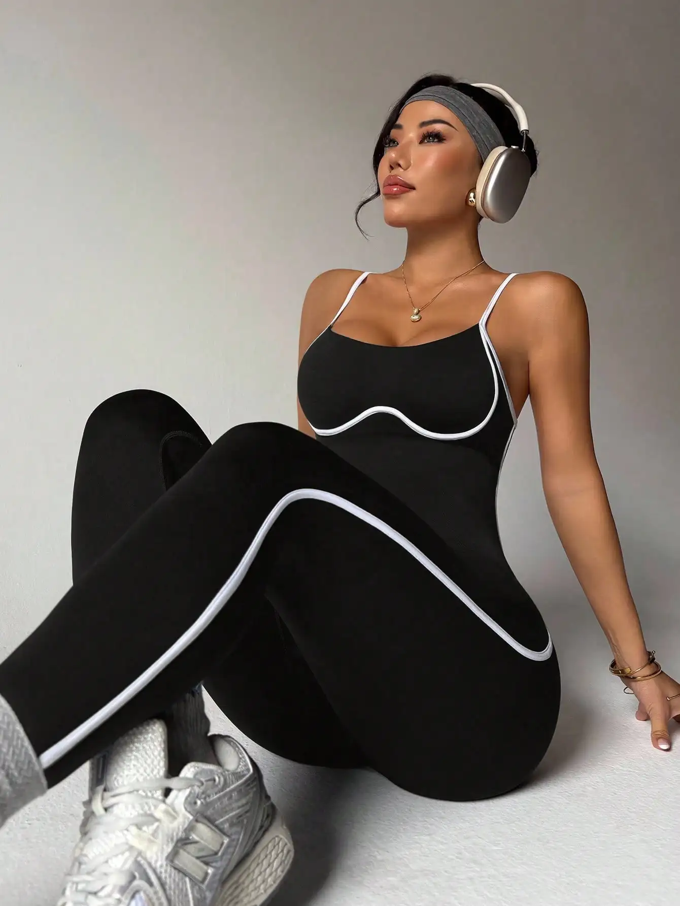 Mono camisola que bloquea el color, traje de yoga que absorbe los golpes, cintura ahuecada, mono sexy, mono deportivo de secado rápido, ti