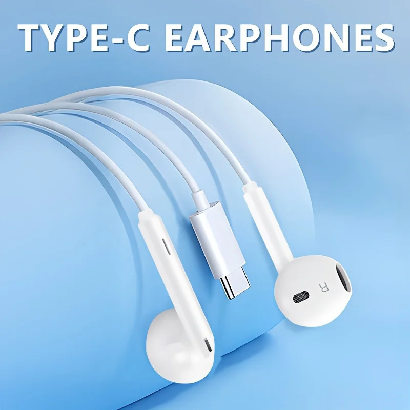 Auriculares con conexión por cable tipo C para teléfonos móviles 16/15/17 con conector plano tipo C, compatibles con Samsung, Xiaomi, Vivo y OPPO. OnePlus