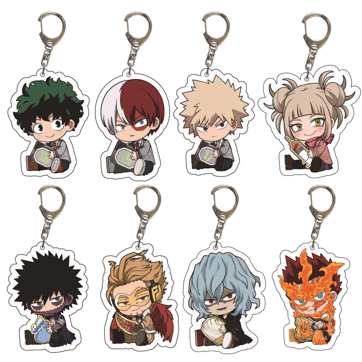 8 unids/set llaveros de Anime My Hero Academy llavero acrílico Izuku Bakugo Katsuki accesorios colgantes lindos regalos de dibujos animados al por mayor