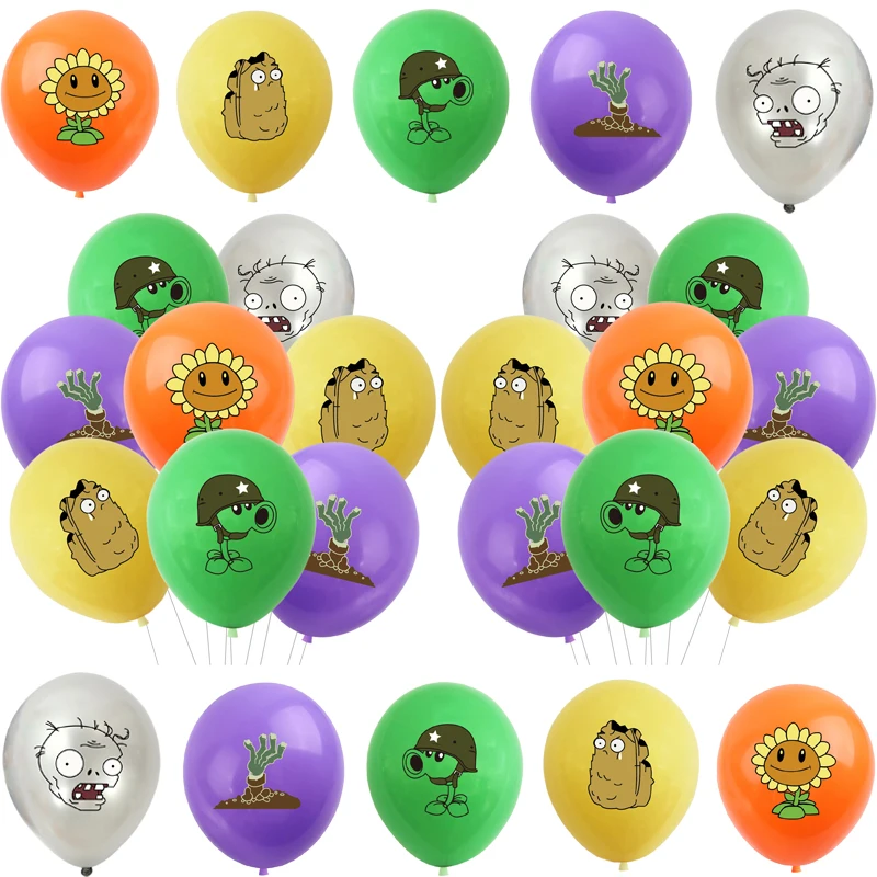 10 Uds. De globos de látex de plantas VS Zombies, globos temáticos de juego de feliz cumpleaños, suministros para fiestas, juguete de decoración