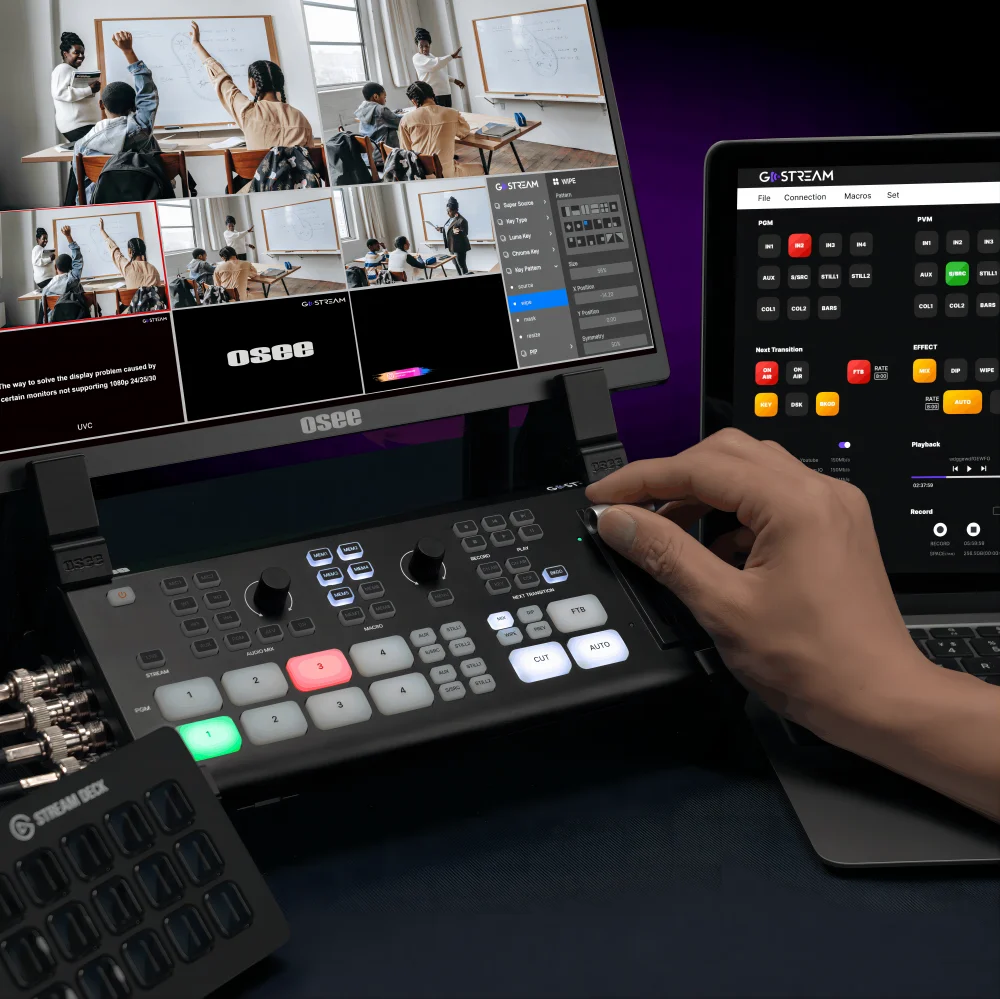 Osee GoStream Duet cámara múltiple SDI HDMI transmisión en vivo conmutador mezclador de vídeo con grabación SD compatible con NDI HX