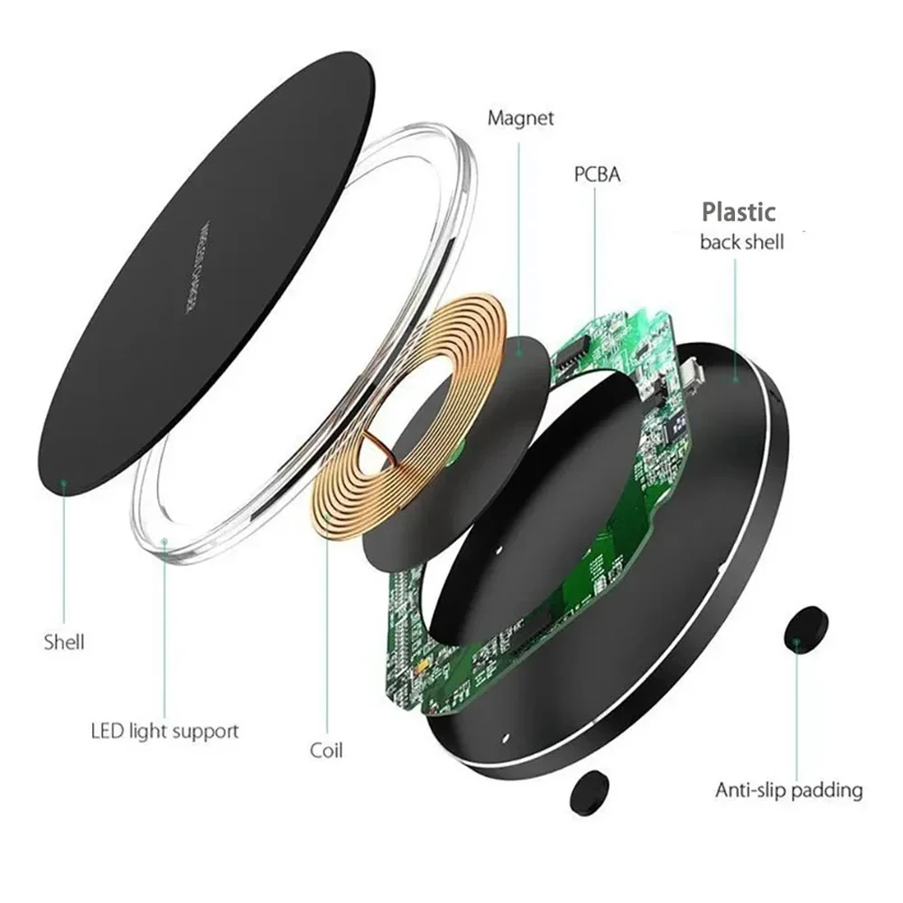 Base de Carga Inalámbrica Rápida de 40W, Cargador Universal Qi para iPhone Serie 17-11, Samsung S24/S23/S22/S21, Xiaomi, Huawei