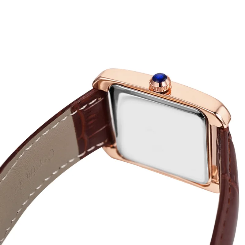 Relojes de Pulsera de Cuarzo para Hombre y Mujer, Diseño Cuadrado Simple, Estilo Ejecutivo, Correa de Cuero, Resistentes al Agua, para Parejas