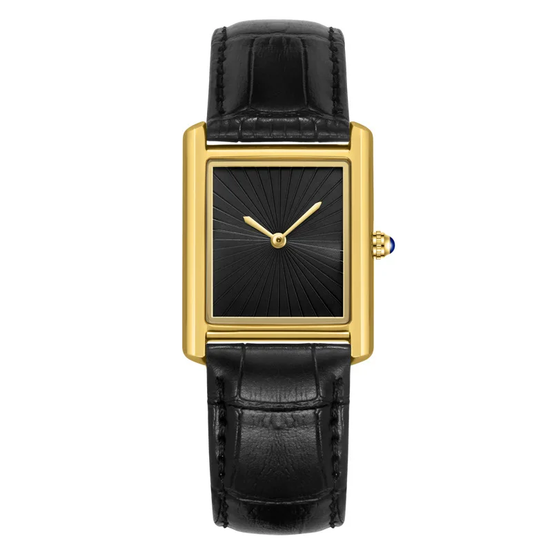Nuevo reloj cuadrado clásico para hombres y mujeres, diseño Simple de dos manos, correa de cuero de moda, relojes de pulsera de cuarzo resistentes al agua, envío directo
