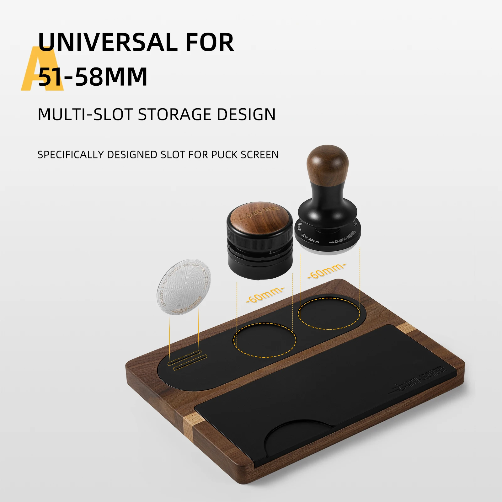 Estación de apisonamiento de café MHW-3BOMBER, alfombrilla de silicona de madera para Espresso de 51-58mm, portafiltro, accesorios de café Barista para el hogar