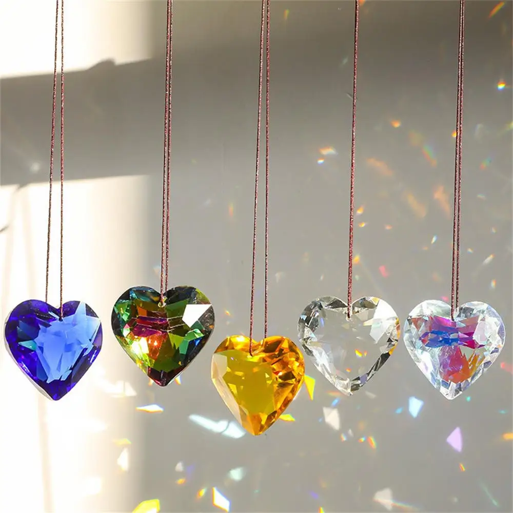 Atrapasueños de prisma de 45/30mm, nuevas decoraciones de jardín, colgante en forma de corazón, manualidades, decoración de jardín, fabricante de arcoíris, decoración de ventana, 2025