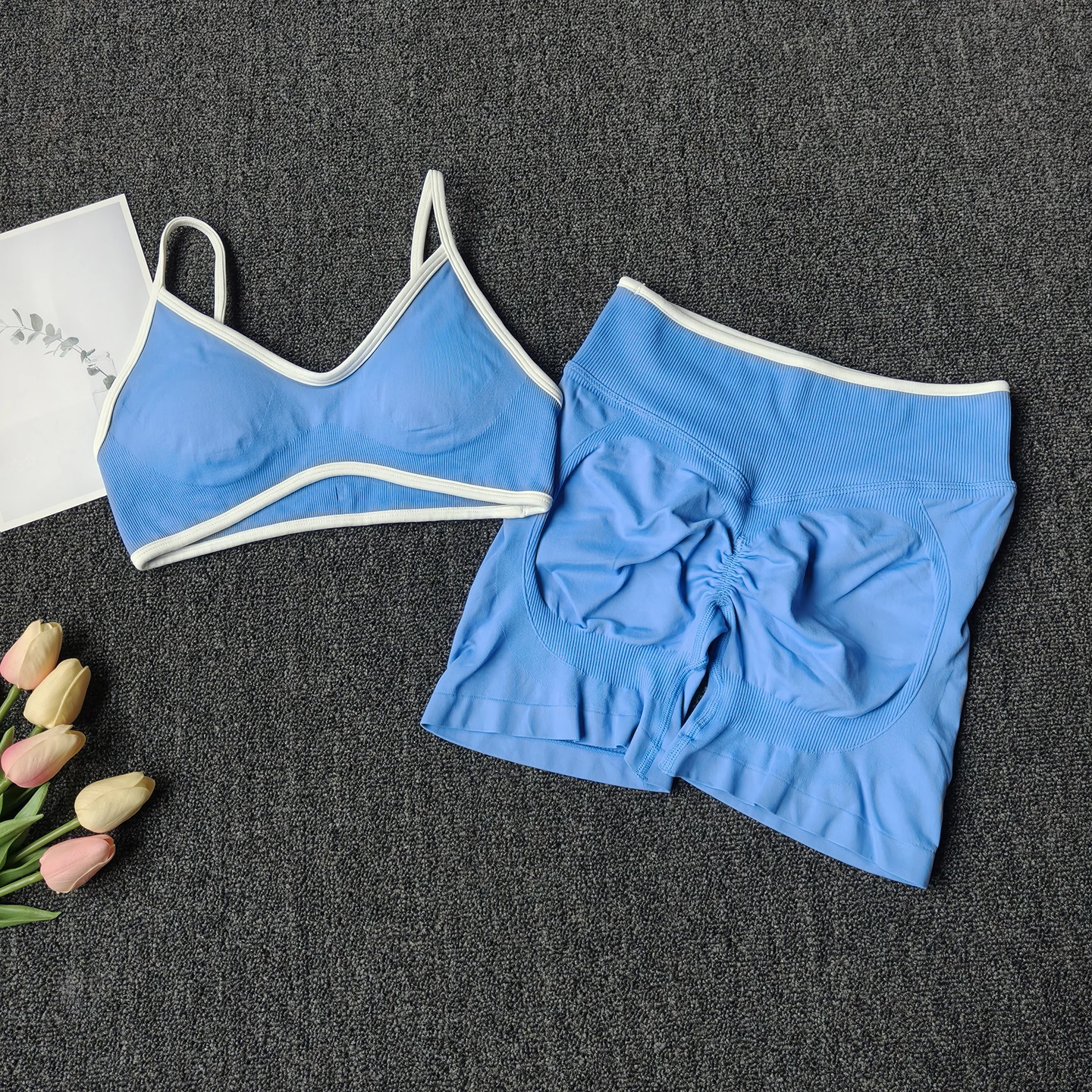 Traje de Yoga melocotón para glúteos para mujer, sujetador sin costuras con tirantes para gimnasio, cintura alta, levantamiento de cadera, pantalones cortos ajustados para el vientre, conjunto de Fitness