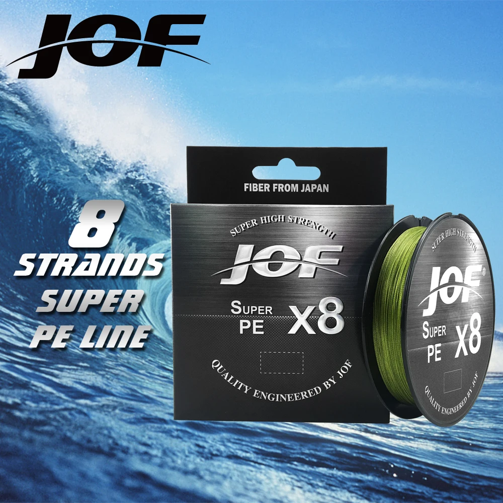 Línea de Pesca Trenzada JOF de 100M-500M, 8 Hilos, para Pesca en Mar, Hielo, Río y Roca, Equipo de Pesca 20-100LB X8