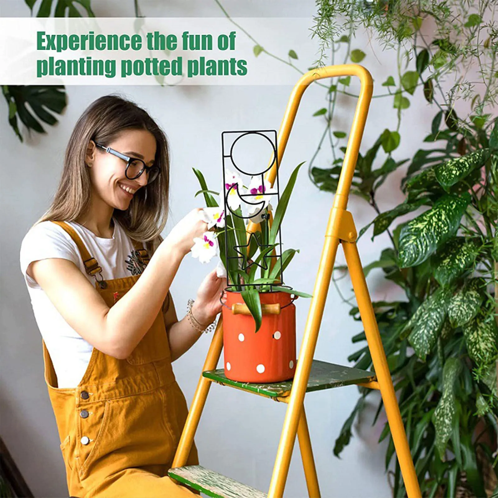 Soporte para plantas trepadoras, soporte para estacas de jardín, estante de escalada, marco de enrejado de flores de hierro, soporte para decoración de jardín
