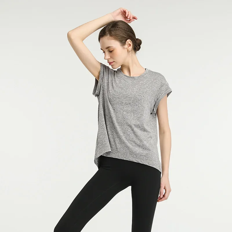 Camiseta deportiva con temperamento para culturismo, ropa deportiva, camiseta, ropa de Yoga a la moda, Tops traseros de belleza Sexy, ropa deportiva para mujer